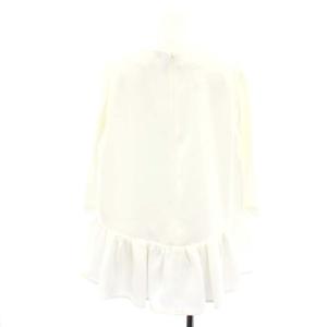 BORDERS at BALCONY BACK RUFFLE TOP トップス ブラウス 七分袖 プルオーバー ツイル ラッフルフリル 36 白 ホワイト