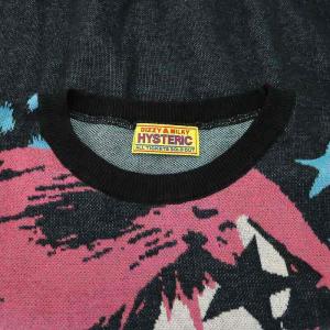 HYSTERIC GLAMOUR DIZZY＆MILKY 24SS NEW WAVEジャカードショート丈 プルオーバー ニット セーター 長袖 F 黒 ピンク