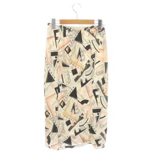 FENDI シルク総柄スカート 38 マルチカラー