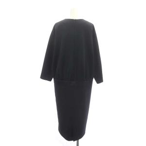 CYCLAS ダブルポケットワンピース Vネック ロング 長袖 34 濃紺 ダークネイビー