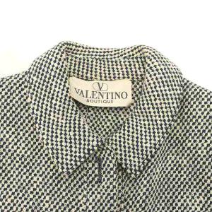 VALENTINO ニットジャケット 総柄 コットン 4 濃紺 アイボリー ダークネイビー