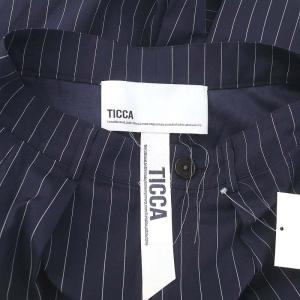 TICCA 2タックストライプテーパードパンツ ジッパーフライ 2 紺 白 ネイビー ホワイト