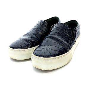 CELINE フィービーファイロ スリッポン スニーカー 型押し レザー 35 22cm 黒 ブラック SH