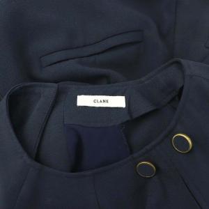 CLANE 22SS ROUND SHOULDER ALL IN ONE オールインワン ワイドパンツ 長袖 1 紺 ネイビー