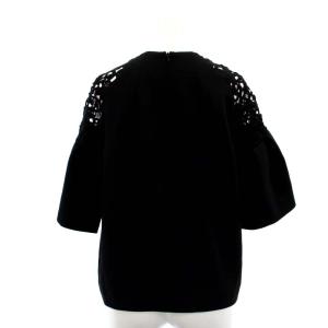 AKIRANAKA Anya tuck sleeve PO プルオーバー カットソー 半袖 バックファスナー 36 S 黒 ブラック