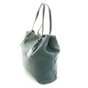 Longchamp PARIS LMキュイール トートバッグ ハンドバッグ ポーチ付き レザー 型押し ロゴ チャーム 緑 グリーン