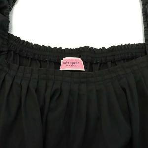 kate spade new york スクエアネック パフスリーブブラウス プルオーバー 長袖 0 黒 ブラック