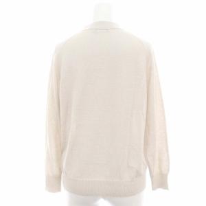 MARGARET HOWELL カーディガン ニット 長袖 薄手 Vネック リネン コットン 2 ライトベージュ