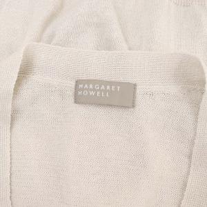 MARGARET HOWELL カーディガン ニット 長袖 薄手 Vネック リネン コットン 2 ライトベージュ