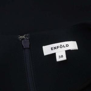 ENFOLD ダブルクロス フレアプルオーバー カットソー 半袖 プルオーバー テールカット 38 M 紺 ネイビー
