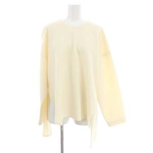 カットソー 長袖 プルオーバー バックファスナー ウール 38 M オフホワイト