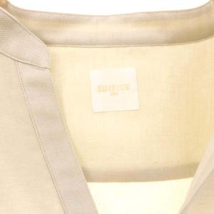 EDIFICE 22SS リランチェ リネンライク バンドカラー プルオーバー シャツ 長袖 M ライトグレージュ