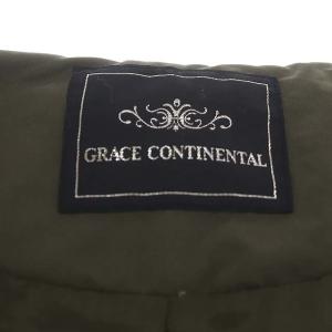 GRACE CONTINENTAL フードファーダウンジャケット ジップアップ 総裏地 36 カーキ 茶色 ブラウン