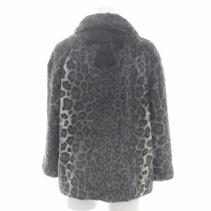 kate spade new york レオパードファージャケット 総裏地 テーラード S グレー 黒 ダークグレー