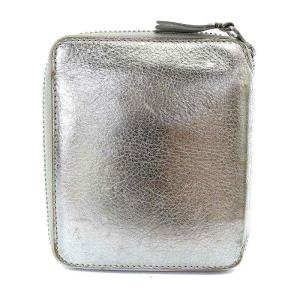 COMME des GARCONS 財布 二つ折り ラウンドファスナー レザー シルバー色