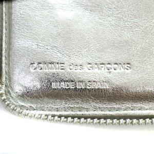 COMME des GARCONS 財布 二つ折り ラウンドファスナー レザー シルバー色