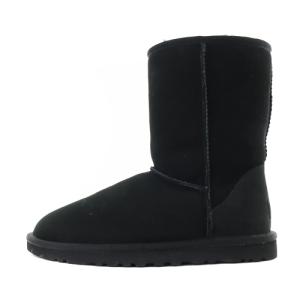 ムートンブーツ ミドル ロゴ 23cm 黒 ブラック
