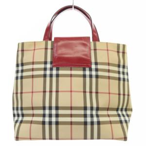 BURBERRY ノバチェック ハンドバッグ べージュ レッド
