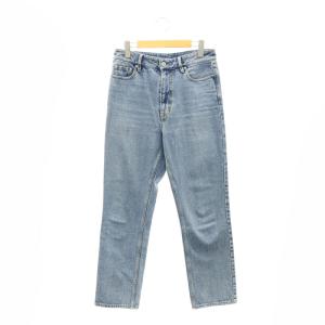 24SS スリム クロップドデニム ジーンズ ボトムス ジップフライ コットン38 M 青 ブルー