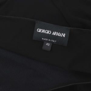 GIORGIO ARMANI レザー切替ワンピース ロング 長袖 40 黒 ブラック