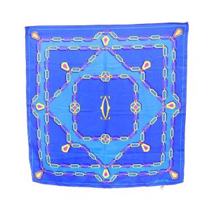 Cartier スカーフ シルク 絹 青 ブルー OH