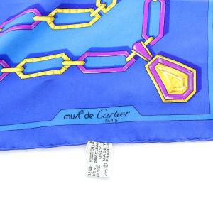 Cartier スカーフ シルク 絹 青 ブルー OH