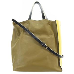 MARNI MUSEO SOFT ペイント トートバッグ 2way イエロー カーキ SHMP0018Q8