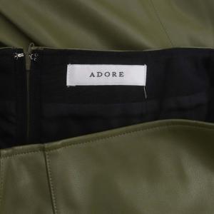 ADORE シンセティックレザースカート ロング ミモレ丈 マーメイド 36 カーキ