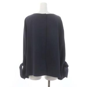 ADORE セットアップ 上下 ジョーゼットブラウス 長袖 パンツ テーパード タック 38 36 紺 ネイビー