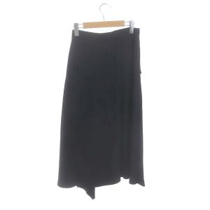 PRADA ドレープデザインスカート ロング フレア 40 黒 ブラック