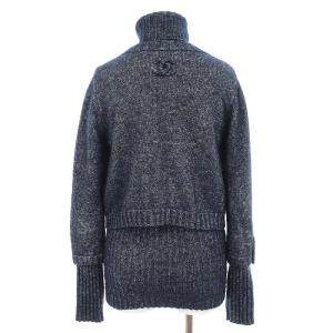 CHANEL 12A カシミヤ シルク ココマーク アンサンブル ニット 36 ネイビー
