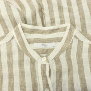 JOURNAL STANDARD relume シャツ ブラウス チュニック 長袖 前開き ストライプ リネン F 白 ライトブラウン ホワイト /NR