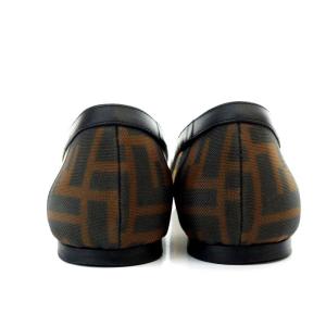 FENDI Colibr パンプス フラット ポインテッドトゥ ズッカ メッシュ 36 ブラウン ブラック