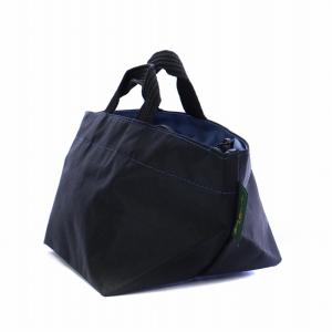 Hervé Chapelier 24SS BASIC NYLON BICOLOUR S ナイロン舟型トートS ハンドバッグ ステッチ 黒 ブラック 青 ブルー