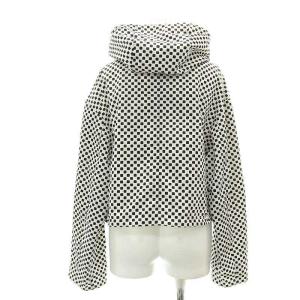 PRADA ナイロンジャケット 総柄 パーカー ブルゾン ジップアップ 38 黒 白 ブラック ホワイト