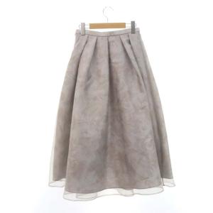 CELFORD 23AW フラワーレイヤードプリントスカート ロング丈 ミモレ丈 サイドジップ 36 S グレージュ