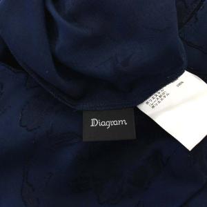 Diagram GRACE CONTINENTAL フラワーカットワークワンピース ロング 七分袖 ジャガード スカラップ Vネック 切替 シースルー インナー付 36 紺 ネイビー