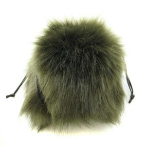 フェイクファーショルダーバッグ 巾着 フェイクレザー F 緑 グリーン 504280653