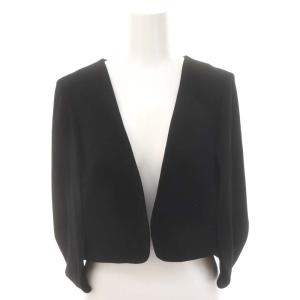 イレギュラーボレロ カーディガン ショート丈 前開きトッパー スリットスリーブ 36 S 黒 ブラック 38055238