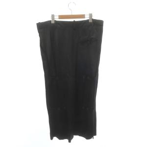 ANN DEMEULEMEESTER サテン サイドポケット スカート ロング ストレート 38 グリーンブラック