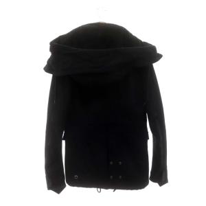 AKM ウールメルトンMODERN-65ショートコート アウター フード ジップアップ M 黒 ブラック