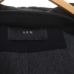 AKM ウールメルトンMODERN-65ショートコート アウター フード ジップアップ M 黒 ブラック