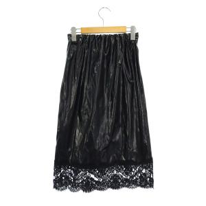 N°21 PVC×レース スカート ロング タイト 切替 コーティング 38 黒 ブラック