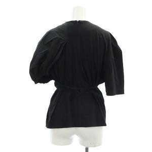 AKIRANAKA ギャザー ドッキングTシャツ カットソー 五分袖 変形 2 黒 ブラック