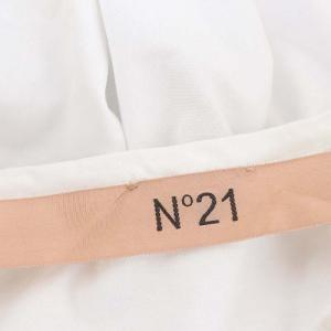 N°21 フロッキーロゴ ビジュー付き Tシャツ カットソー 半袖 36 白 ホワイト ボルドー