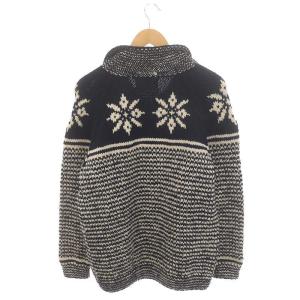 INVERALLAN カウチンニット カーディガン 長袖 ウール 紺 ネイビー オフホワイト