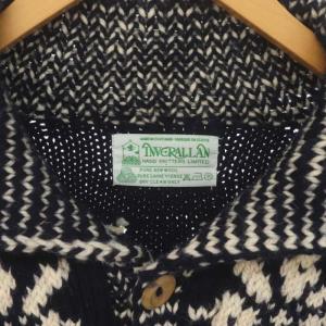 INVERALLAN カウチンニット カーディガン 長袖 ウール 紺 ネイビー オフホワイト