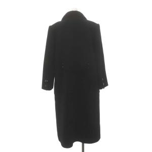 Leilian カシミヤ混 ファー ロングコート チェスターコート アウター 9 黒 ブラック