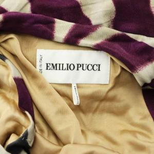 Emilio Pucci ノースリーブワンピース ひざ丈 タイト 総柄 I38 S グレー 紫 パープル