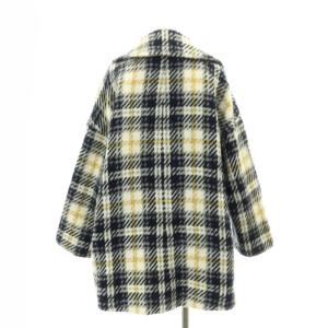 BLUE LABEL CRESTBRIDGE チェック ピーコート チェスターコート ミドル丈 ダブル ウール 38 マルチカラー